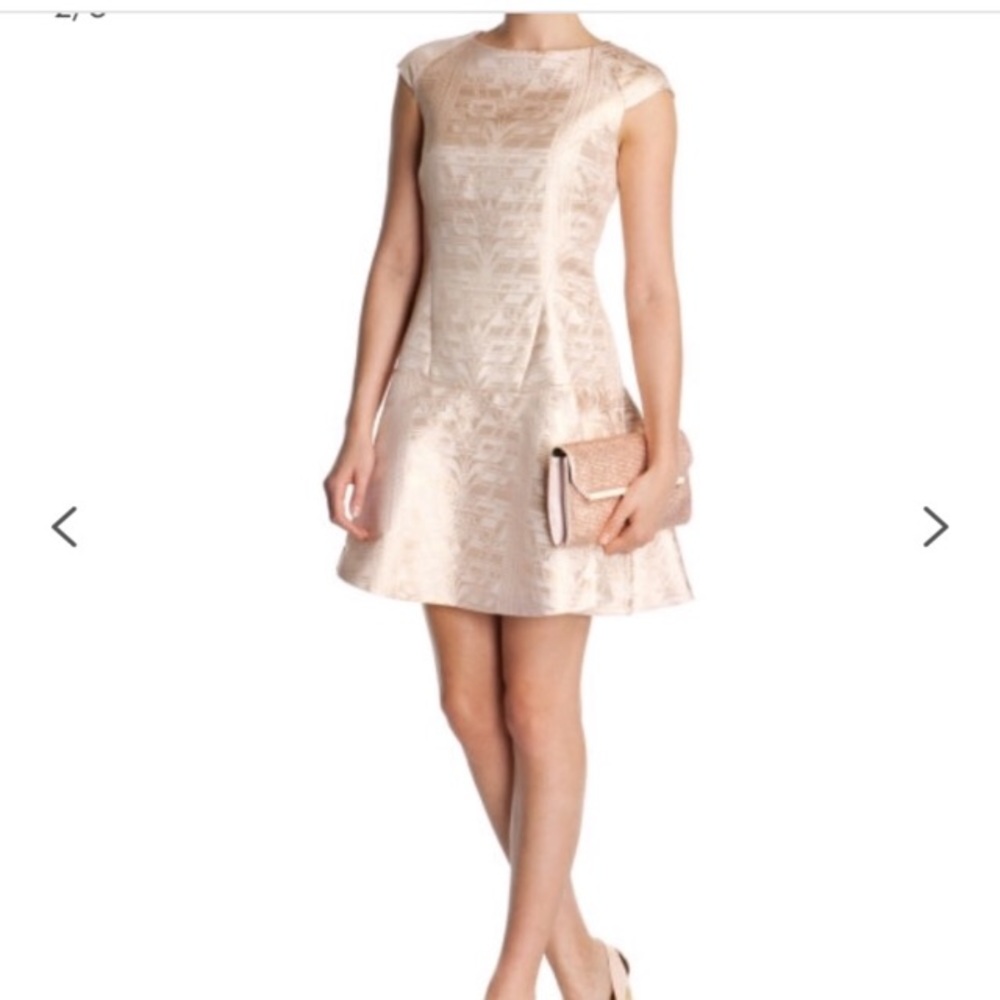 Ted Baker Rose Gold Structured metallic dress
